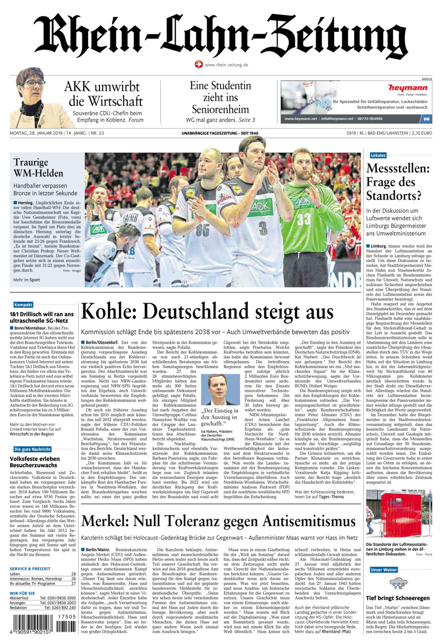 Rhein-Lahn-Zeitung vom Montag, 28.01.2019