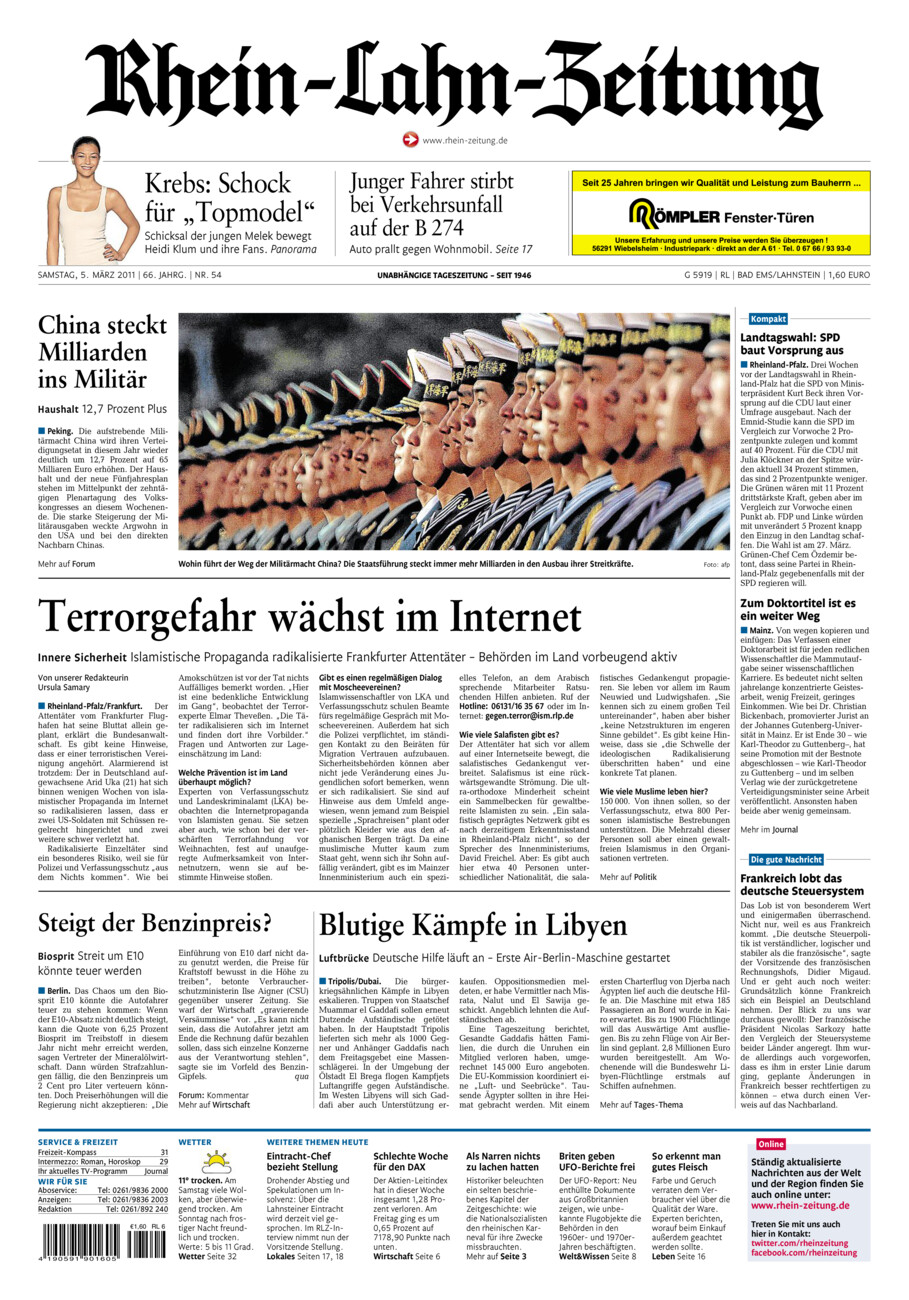 Rhein-Lahn-Zeitung vom Samstag, 05.03.2011
