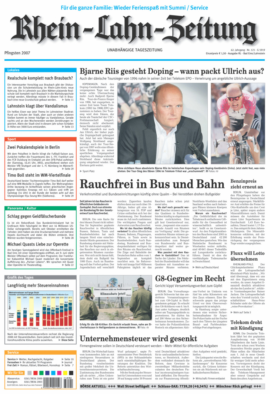 Rhein-Lahn-Zeitung vom Samstag, 26.05.2007