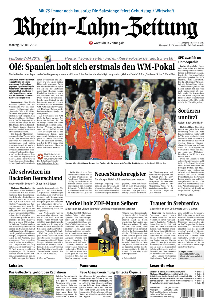 Rhein-Lahn-Zeitung vom Montag, 12.07.2010