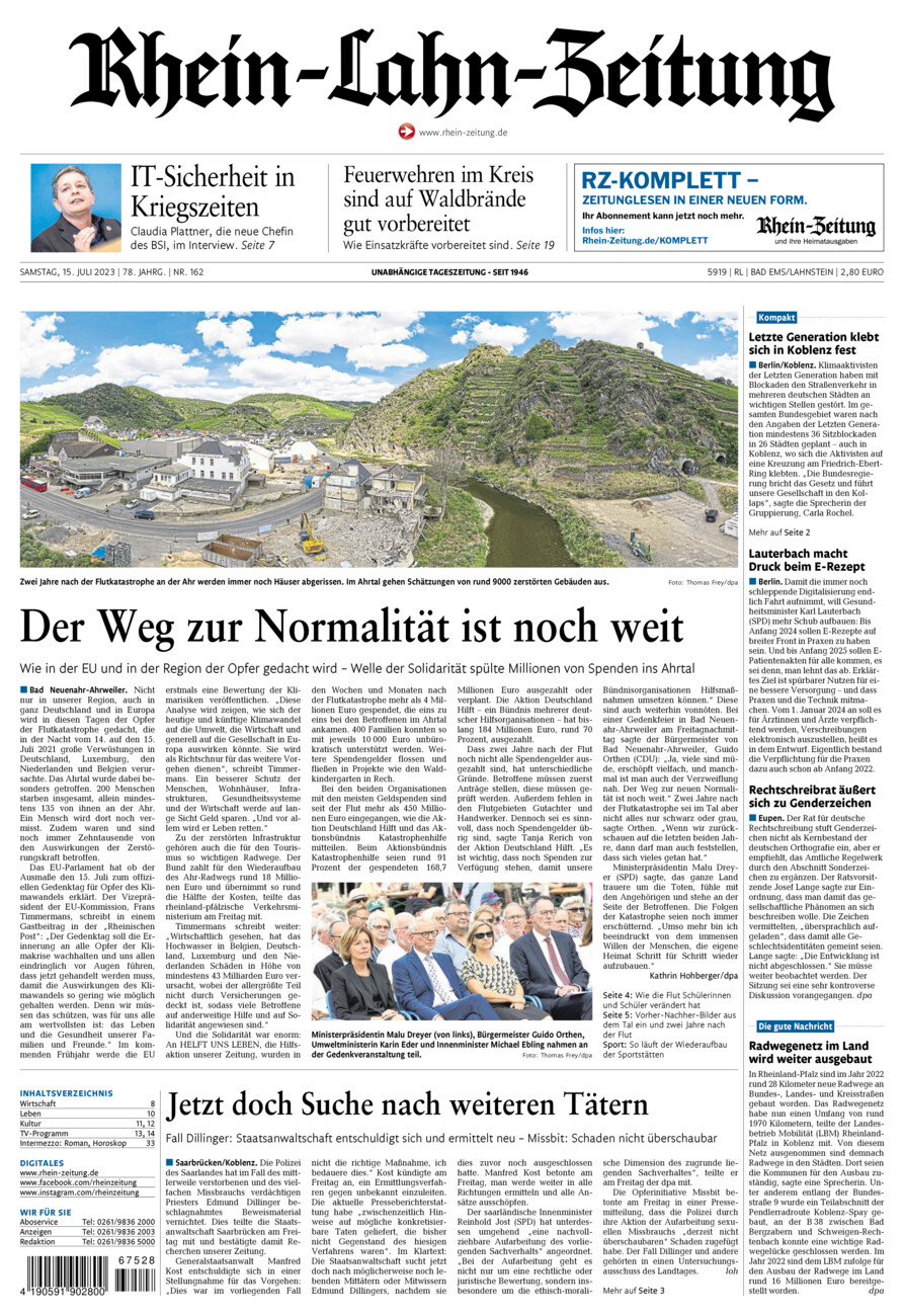 Rhein-Lahn-Zeitung vom Samstag, 15.07.2023
