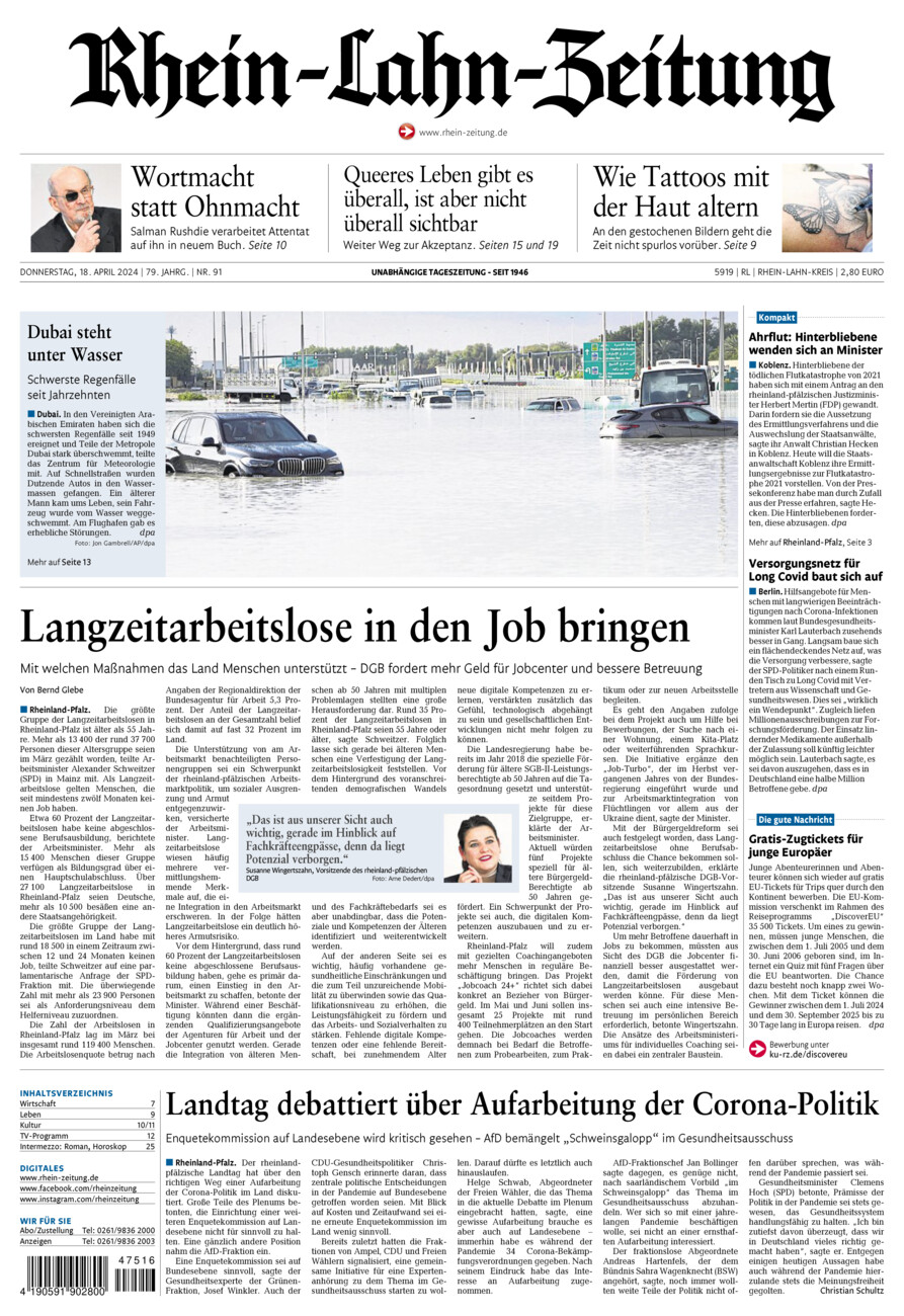 Rhein-Lahn-Zeitung vom Donnerstag, 18.04.2024