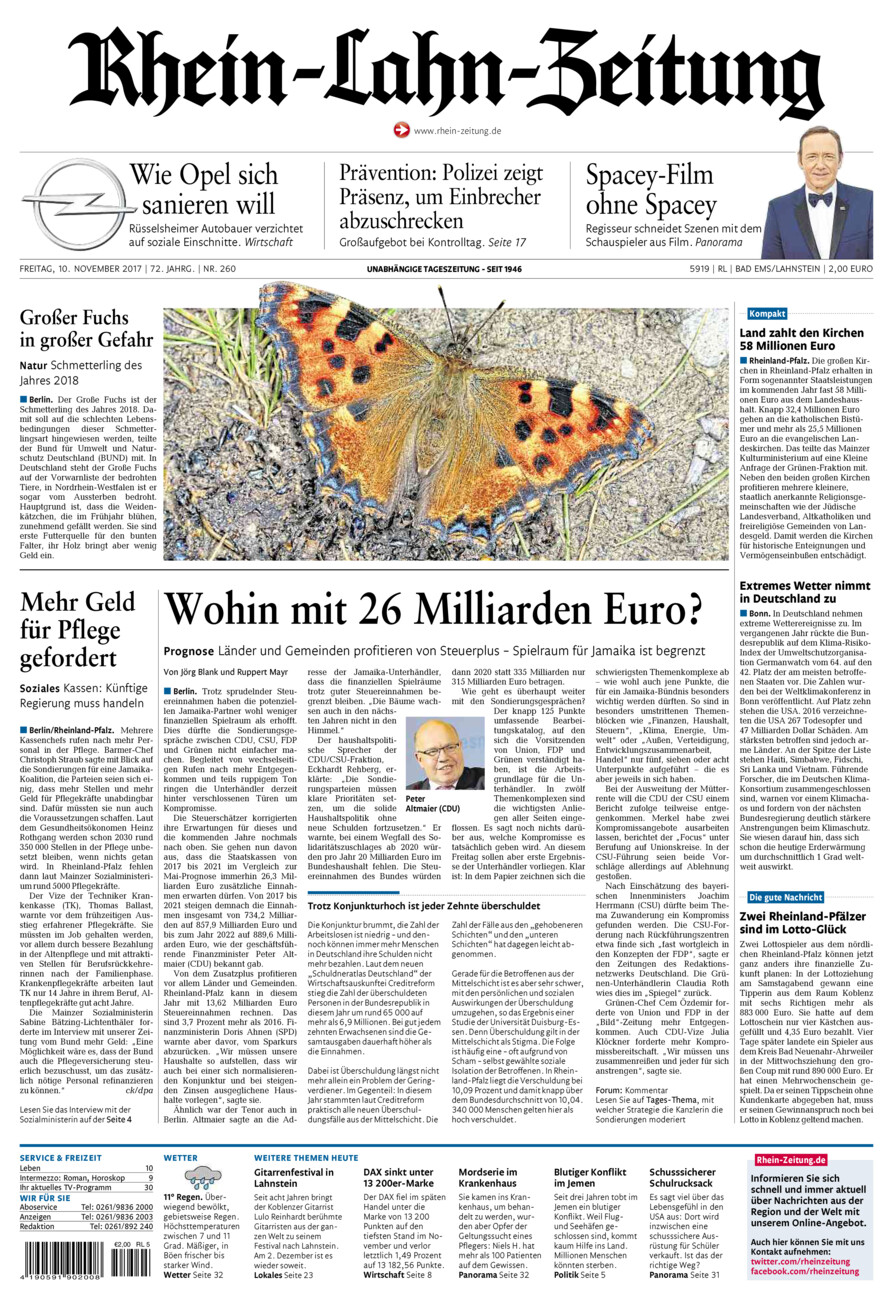 Rhein-Lahn-Zeitung vom Freitag, 10.11.2017