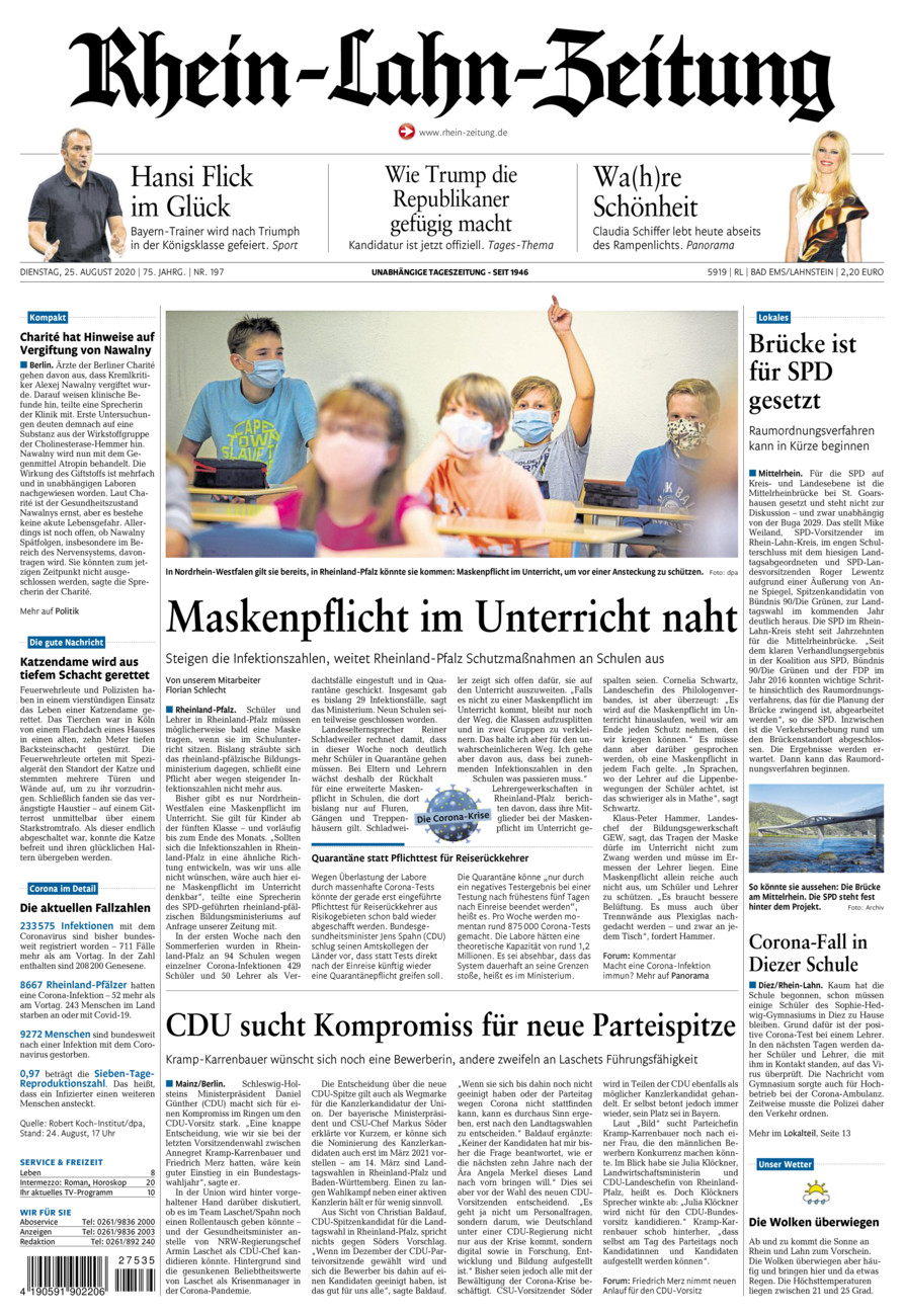 Rhein-Lahn-Zeitung vom Dienstag, 25.08.2020