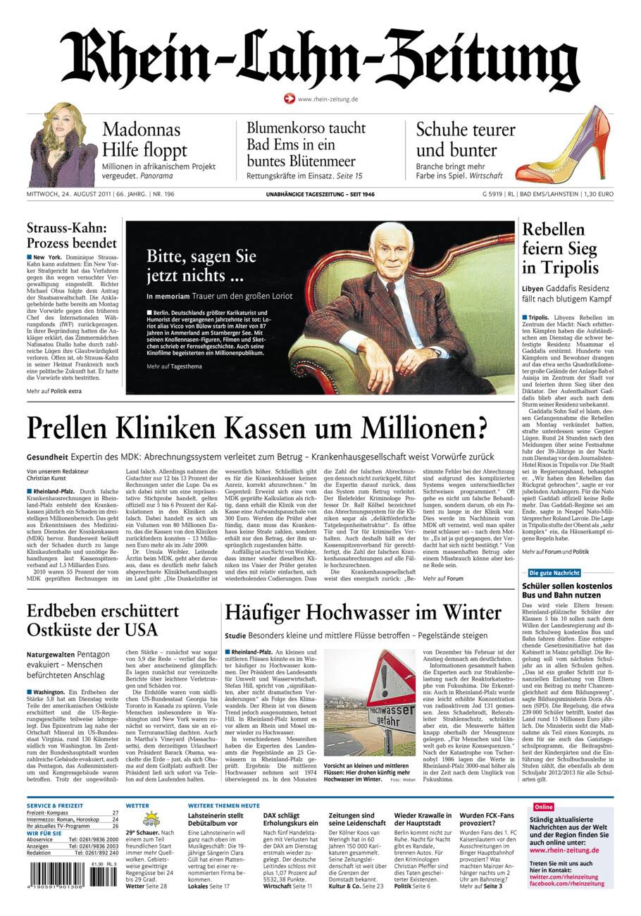 Rhein-Lahn-Zeitung vom Mittwoch, 24.08.2011