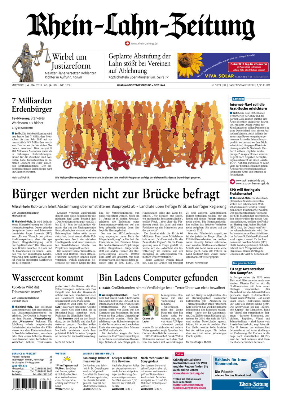 Rhein-Lahn-Zeitung vom Mittwoch, 04.05.2011