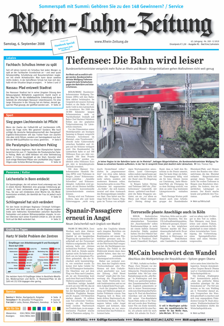 Rhein-Lahn-Zeitung vom Samstag, 06.09.2008