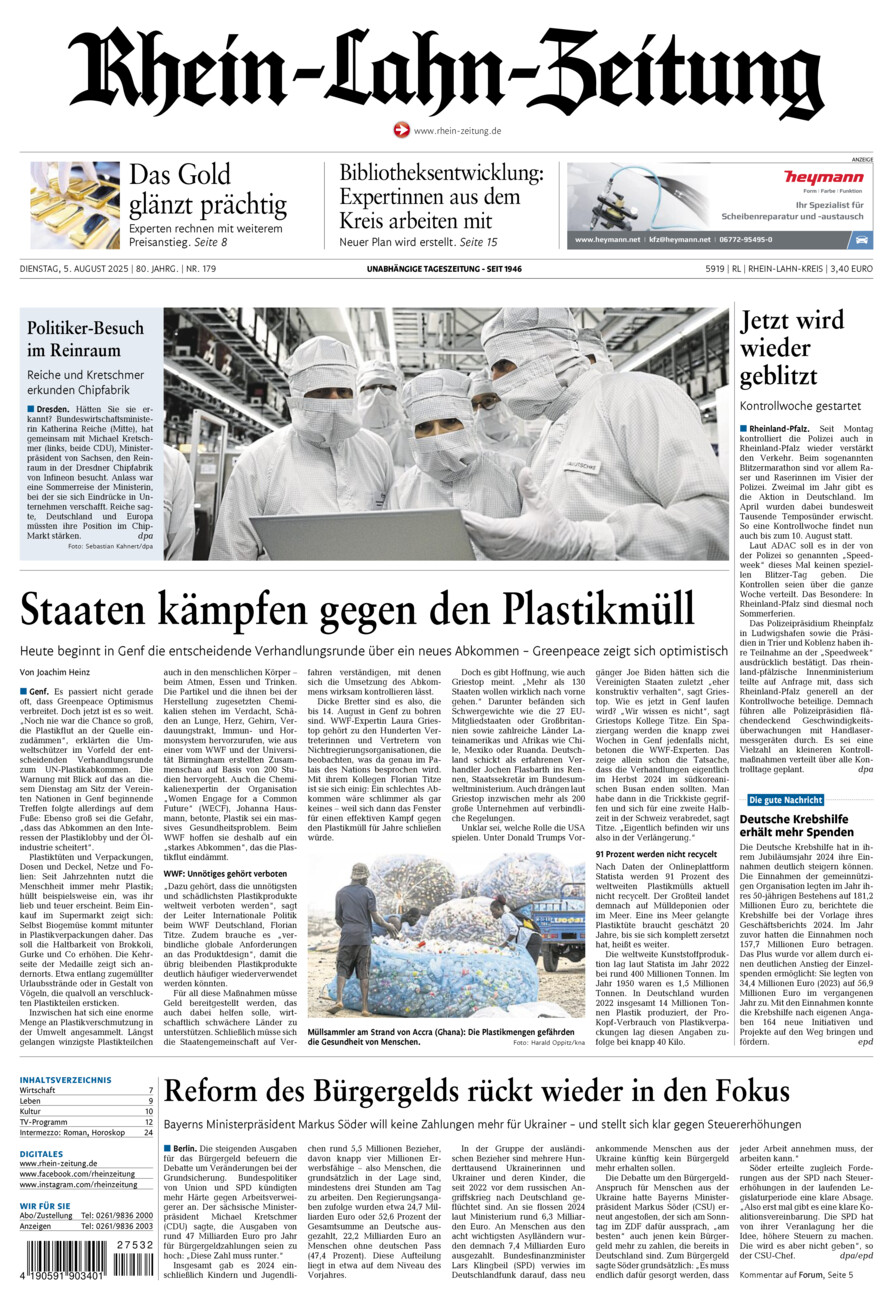Rhein-Lahn-Zeitung vom Dienstag, 05.08.2025