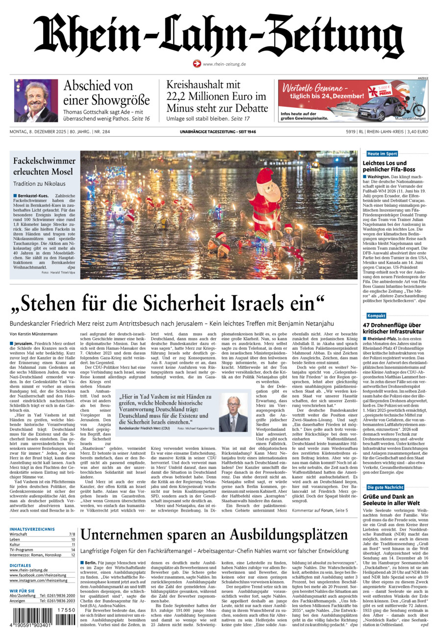 Rhein-Lahn-Zeitung vom Montag, 08.12.2025