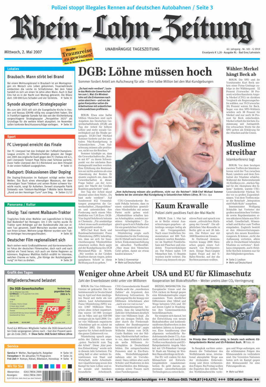 Rhein-Lahn-Zeitung vom Mittwoch, 02.05.2007