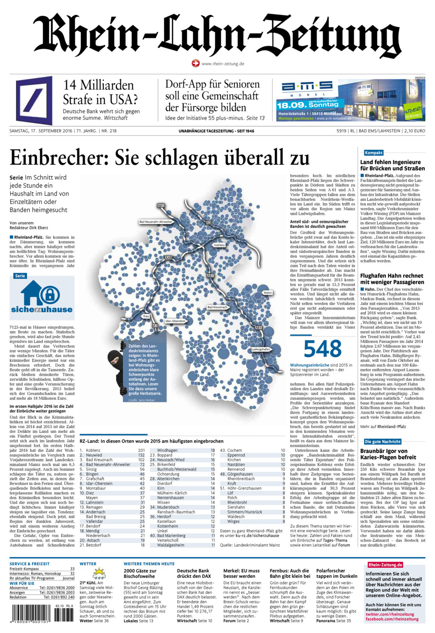 Rhein-Lahn-Zeitung vom Samstag, 17.09.2016