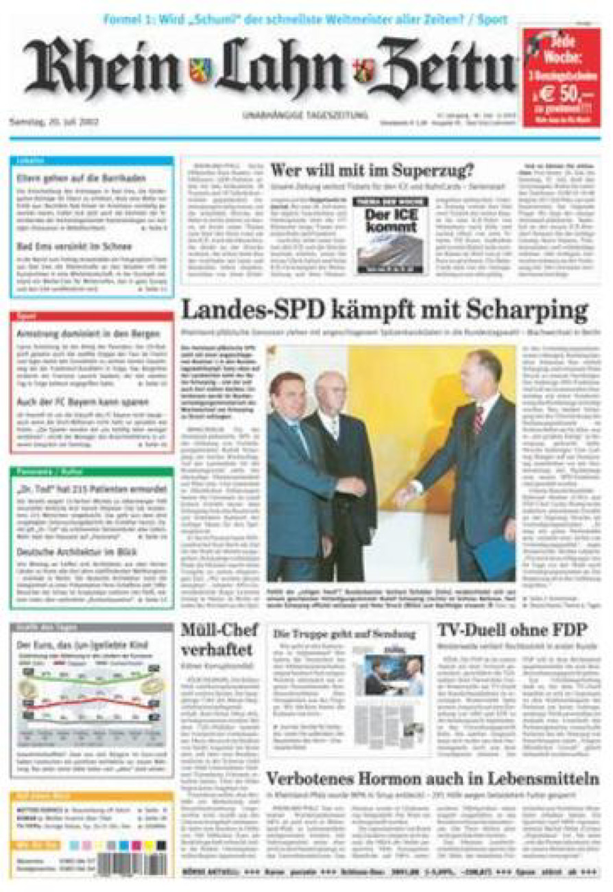 Rhein-Lahn-Zeitung vom Samstag, 20.07.2002