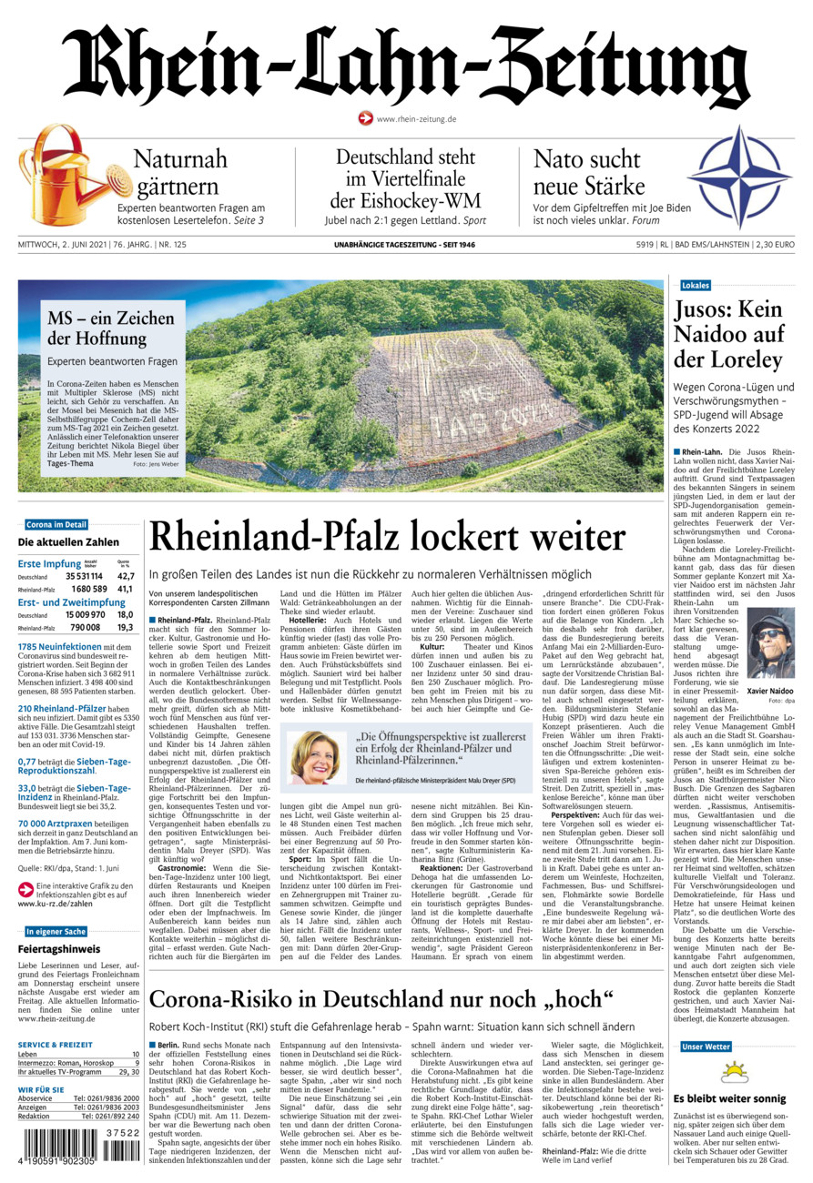 Rhein-Lahn-Zeitung vom Mittwoch, 02.06.2021