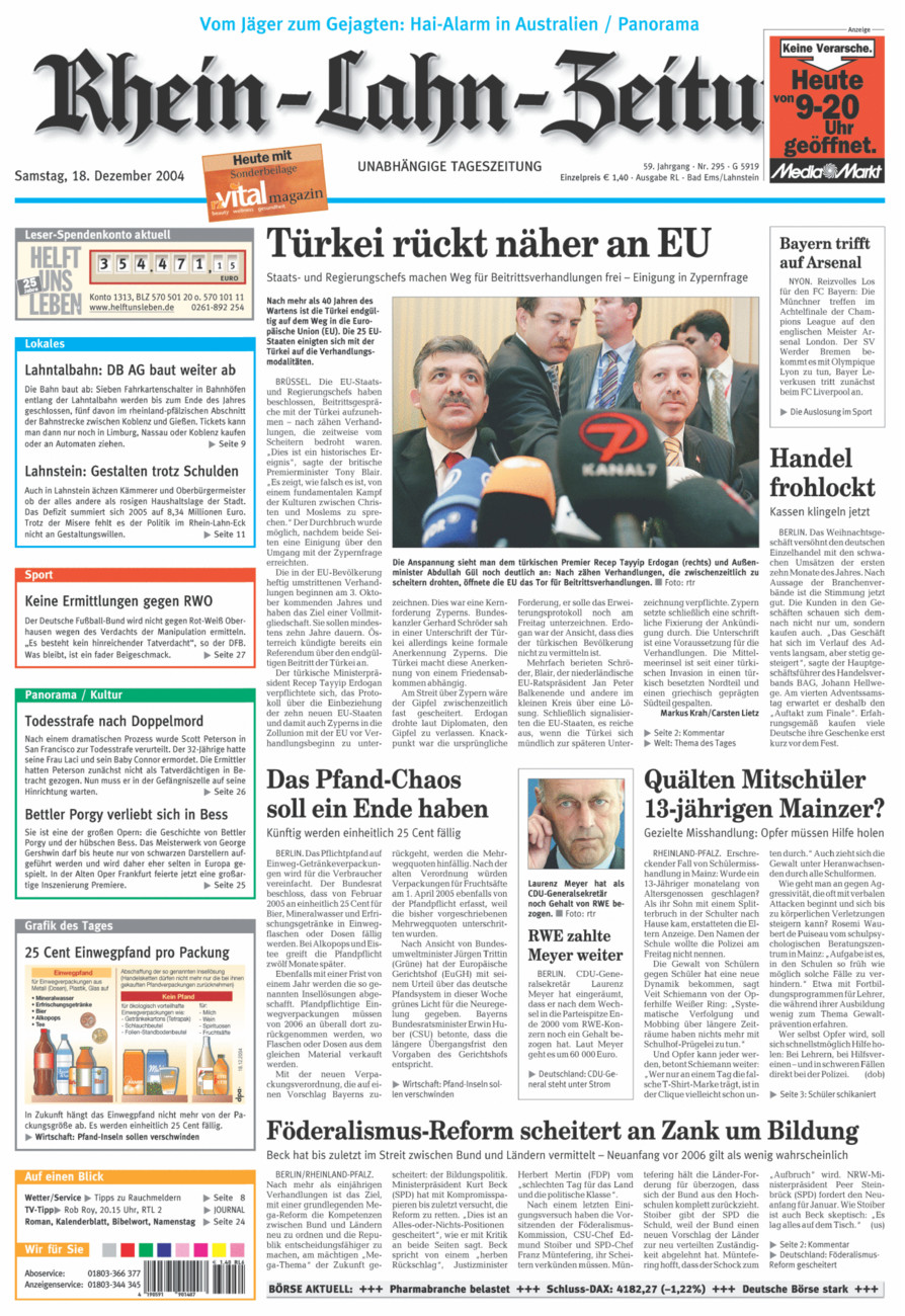 Rhein-Lahn-Zeitung vom Samstag, 18.12.2004