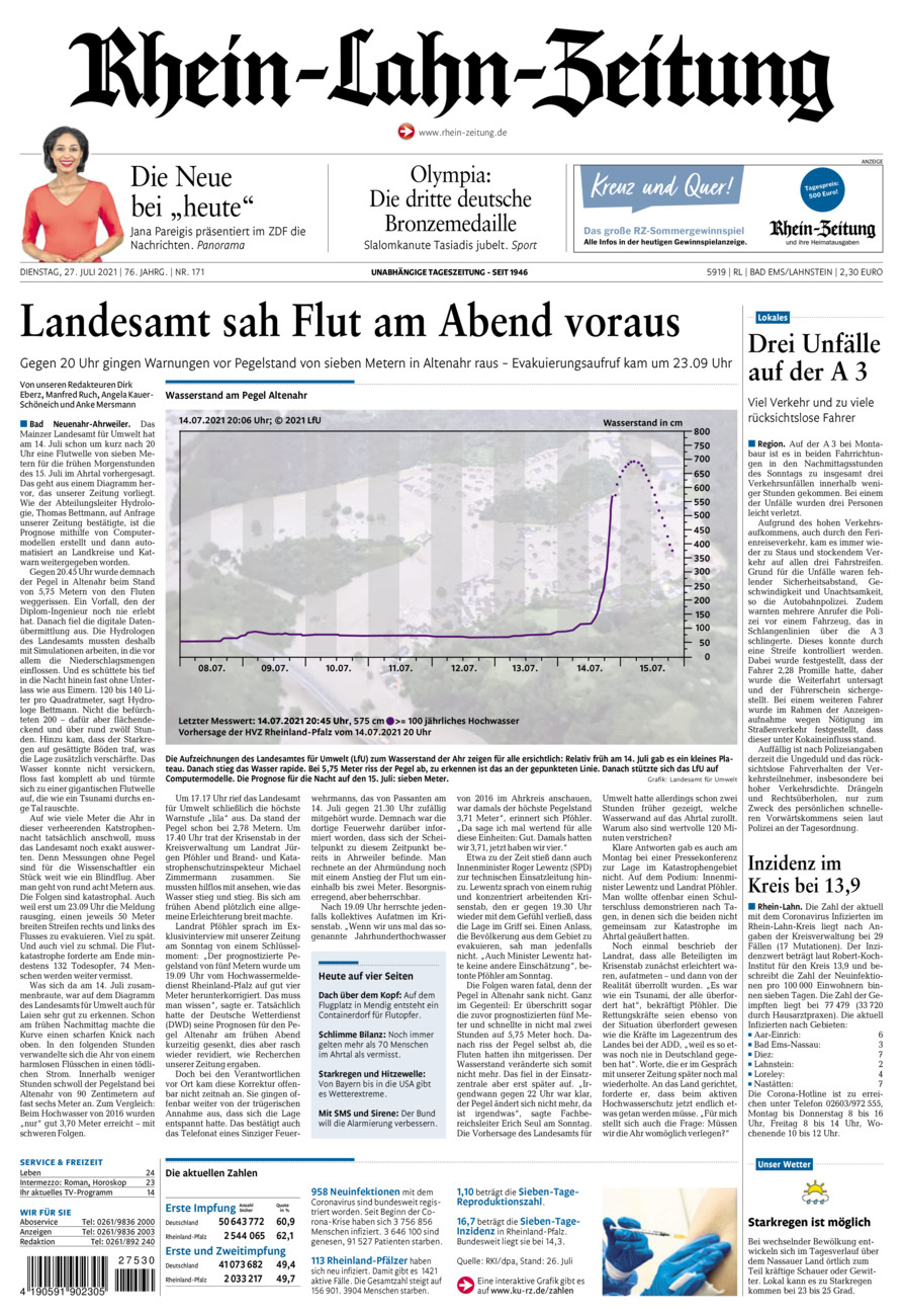 Rhein-Lahn-Zeitung vom Dienstag, 27.07.2021