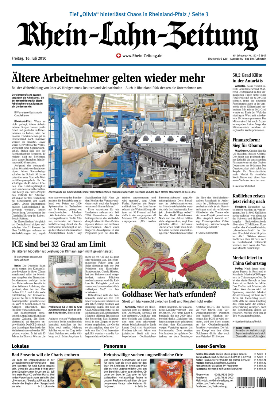 Rhein-Lahn-Zeitung vom Freitag, 16.07.2010