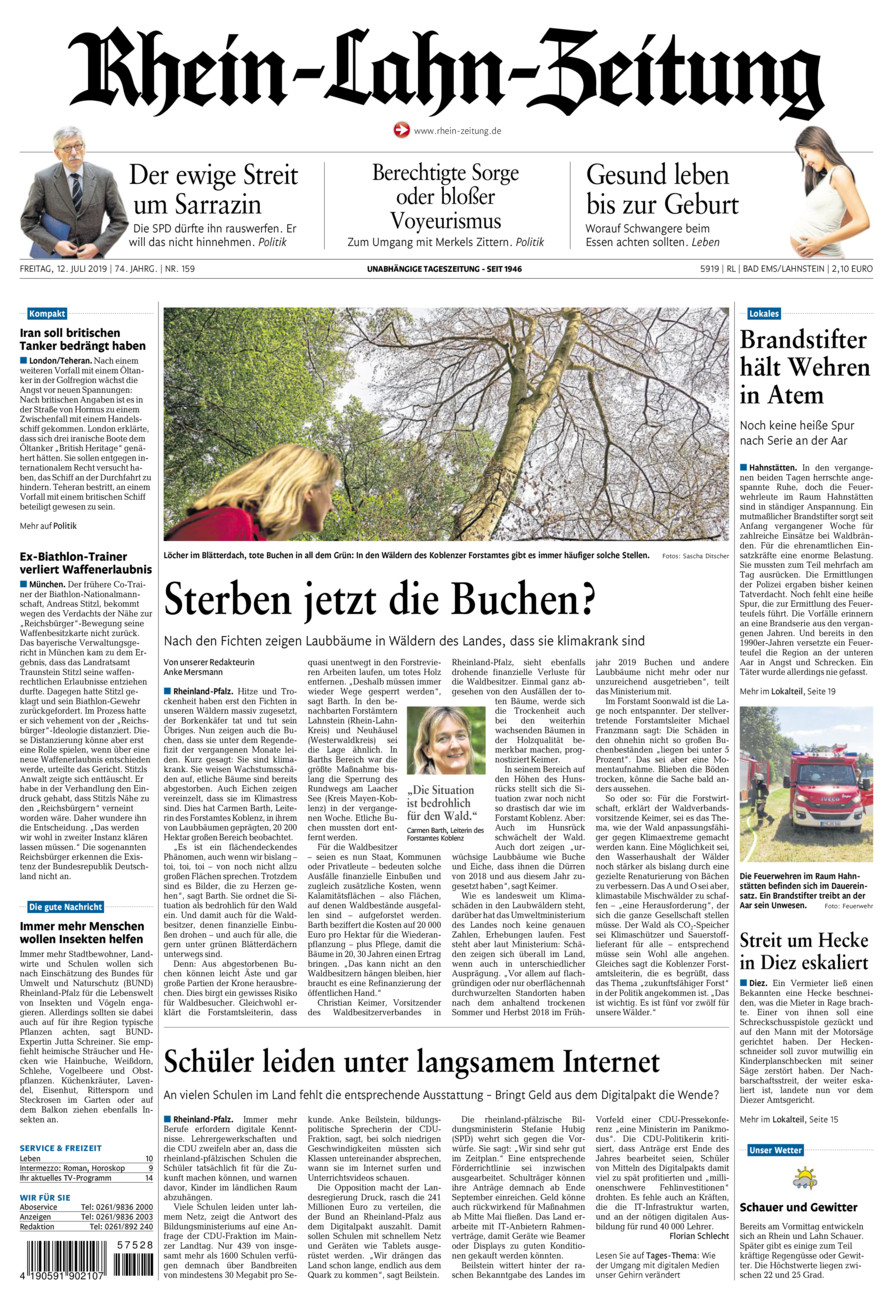 Rhein-Lahn-Zeitung vom Freitag, 12.07.2019