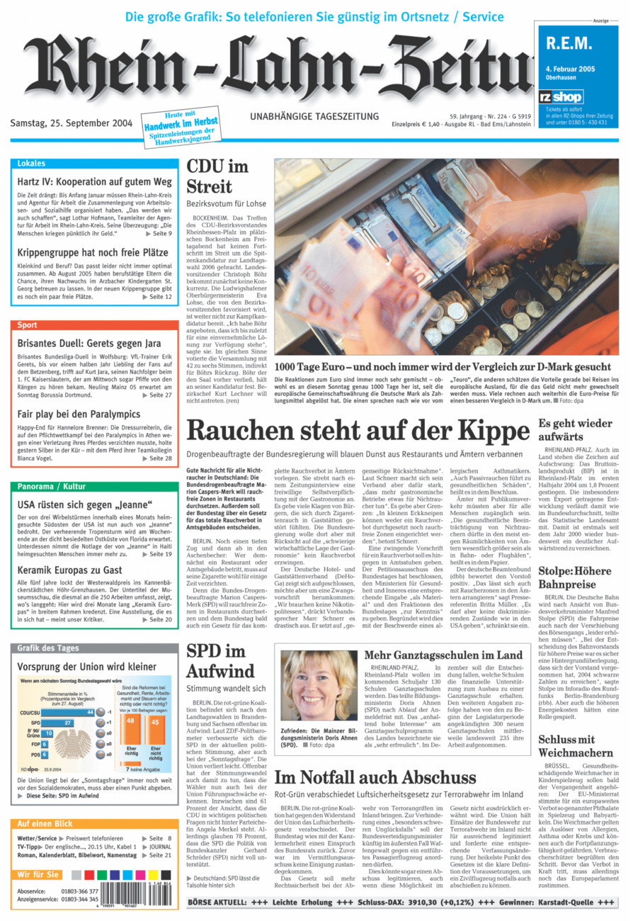 Rhein-Lahn-Zeitung vom Samstag, 25.09.2004