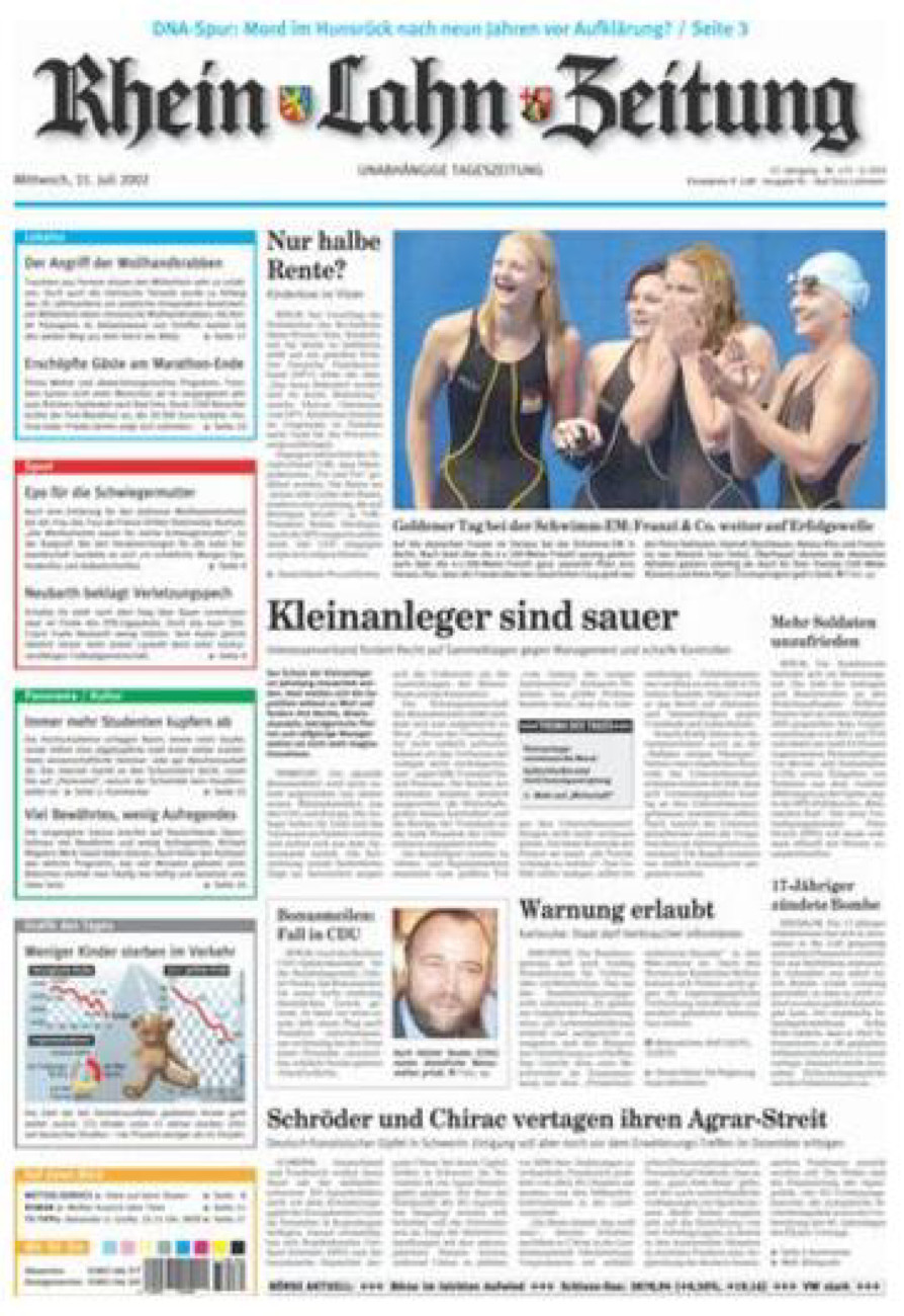 Rhein-Lahn-Zeitung vom Mittwoch, 31.07.2002