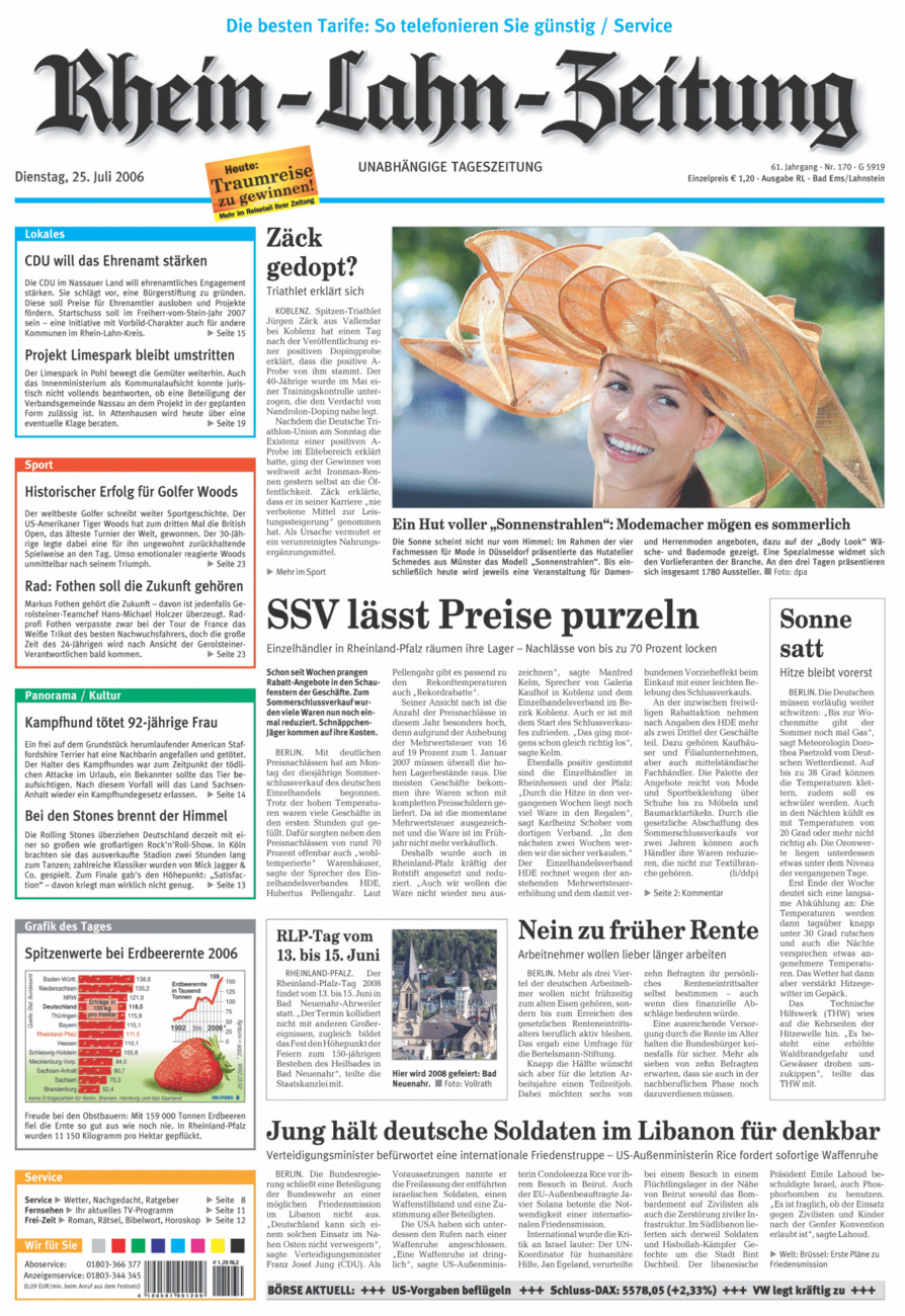 Rhein-Lahn-Zeitung vom Dienstag, 25.07.2006