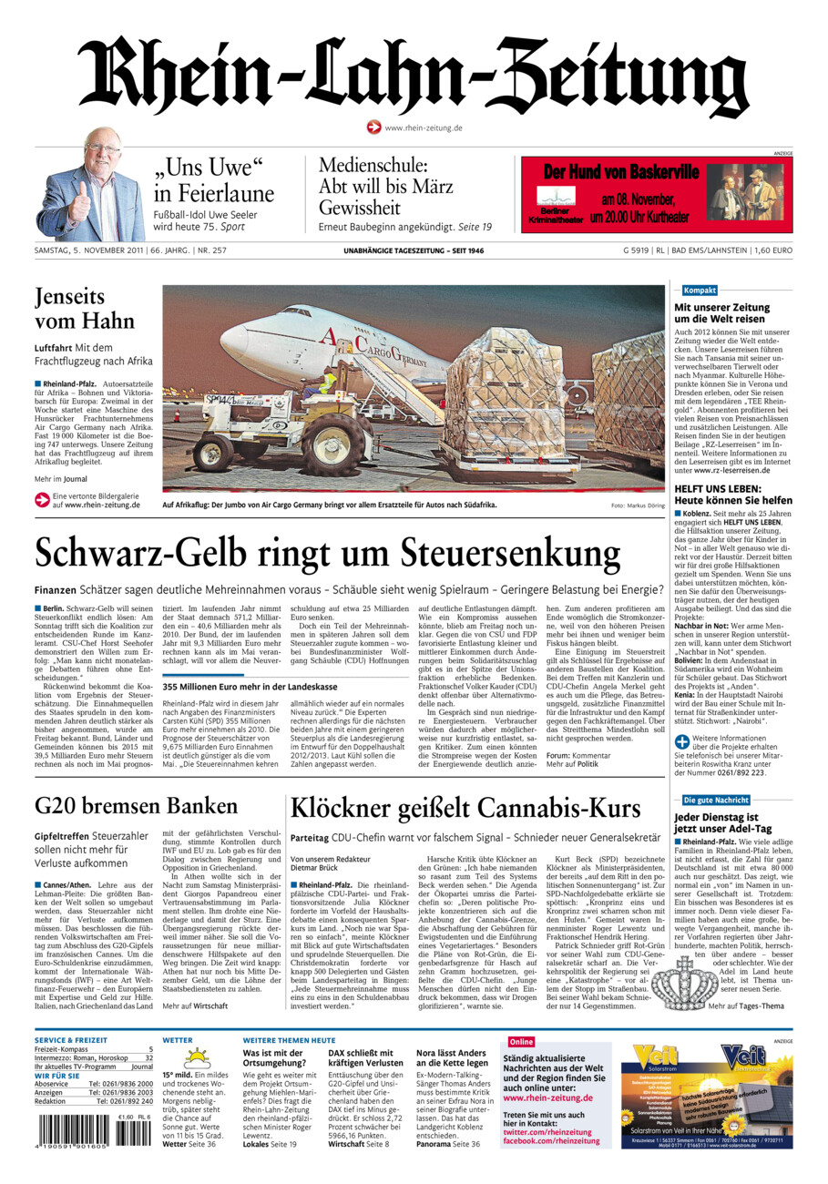 Rhein-Lahn-Zeitung vom Samstag, 05.11.2011