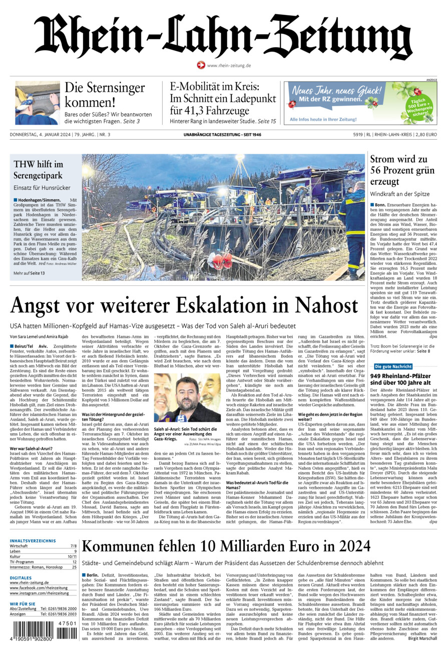 Rhein-Lahn-Zeitung vom Donnerstag, 04.01.2024