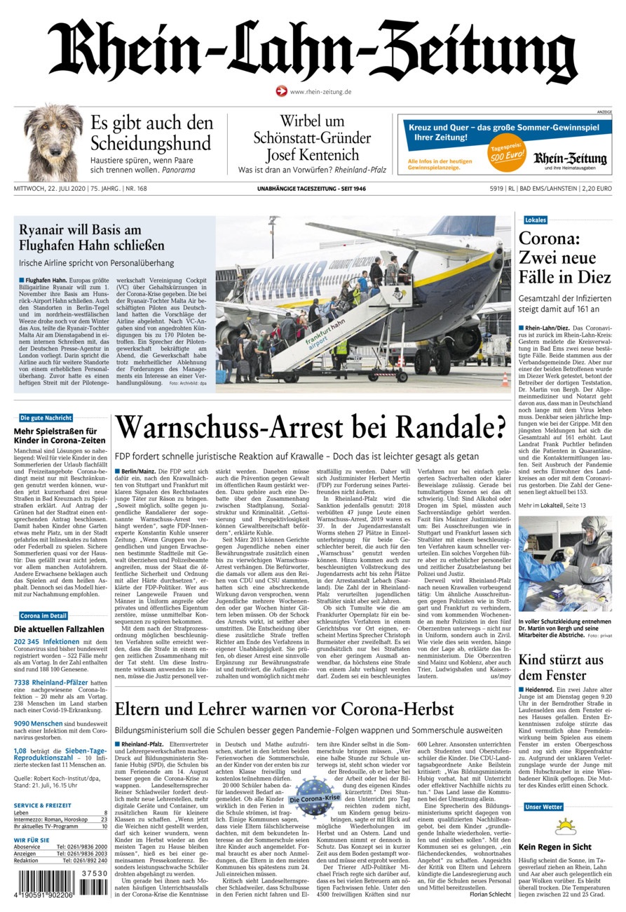 Rhein-Lahn-Zeitung vom Mittwoch, 22.07.2020