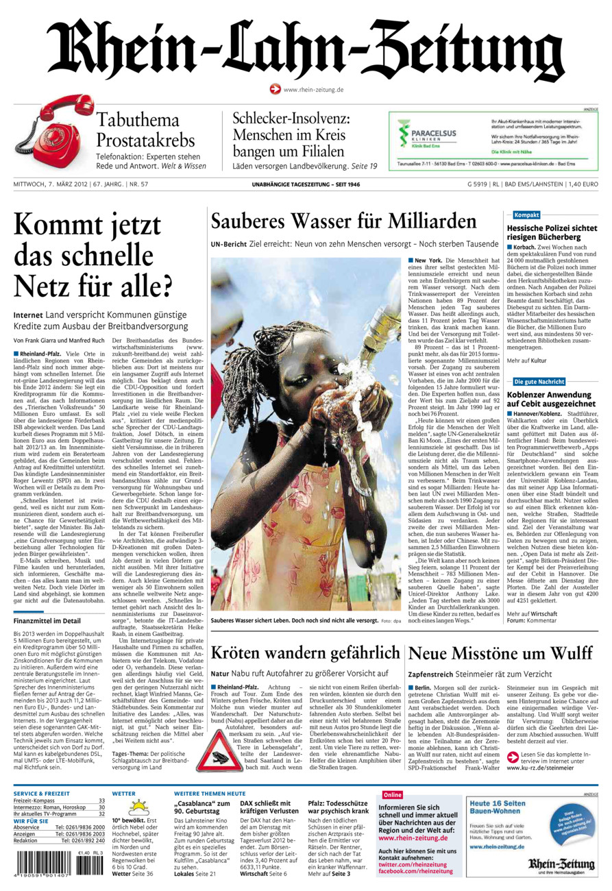 Rhein-Lahn-Zeitung vom Mittwoch, 07.03.2012
