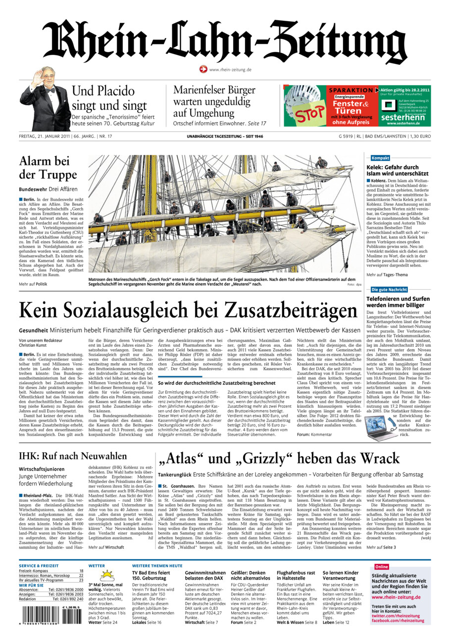 Rhein-Lahn-Zeitung vom Freitag, 21.01.2011