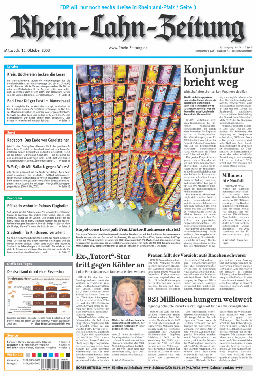 Rhein-Lahn-Zeitung vom Mittwoch, 15.10.2008