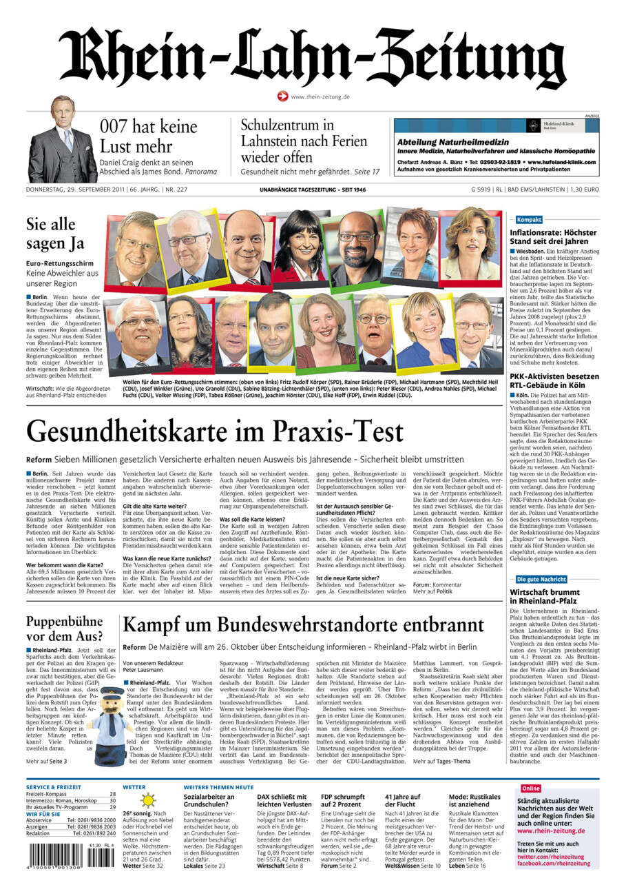 Rhein-Lahn-Zeitung vom Donnerstag, 29.09.2011