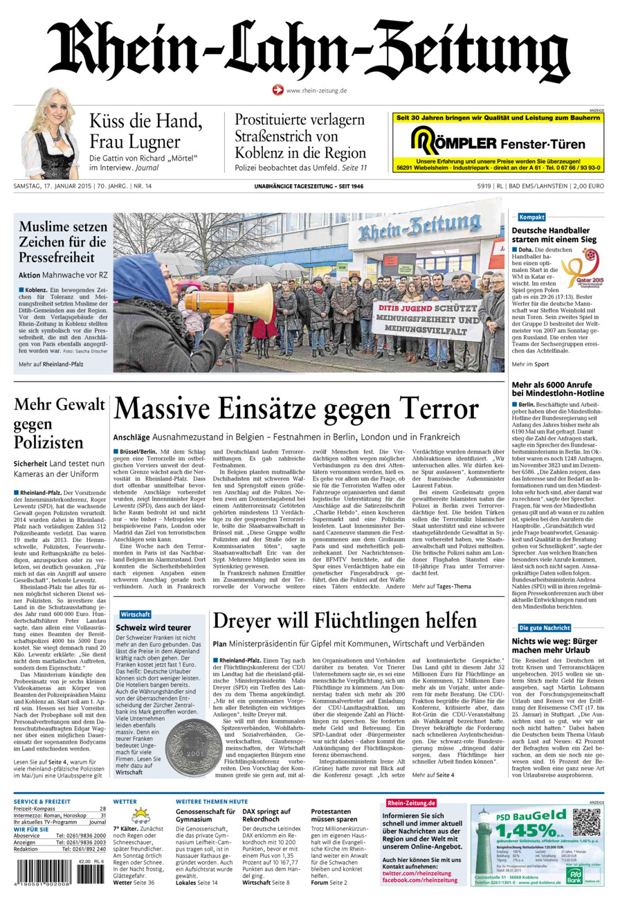 Rhein-Lahn-Zeitung vom Samstag, 17.01.2015