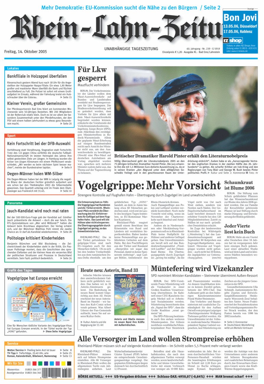 Rhein-Lahn-Zeitung vom Freitag, 14.10.2005