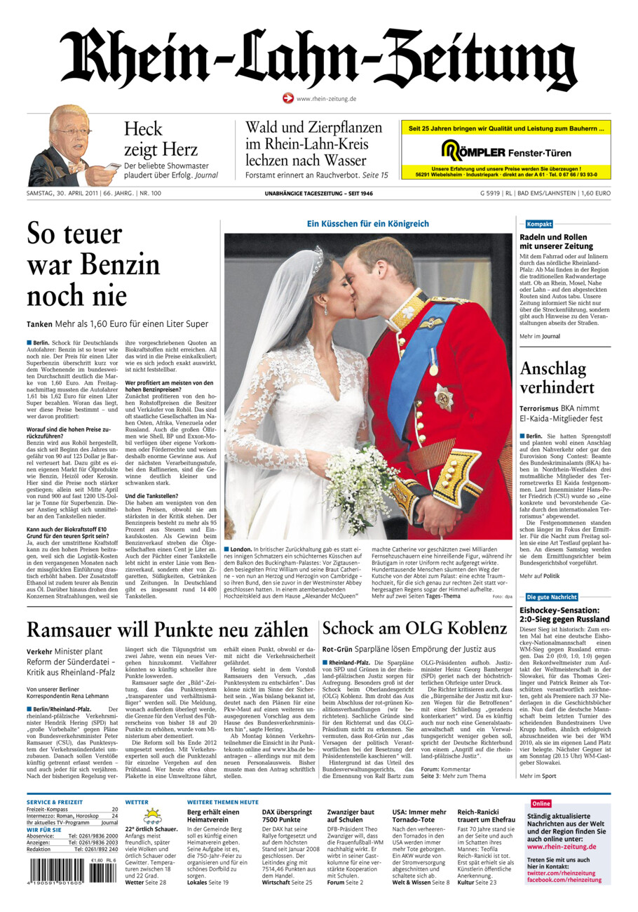 Rhein-Lahn-Zeitung vom Samstag, 30.04.2011
