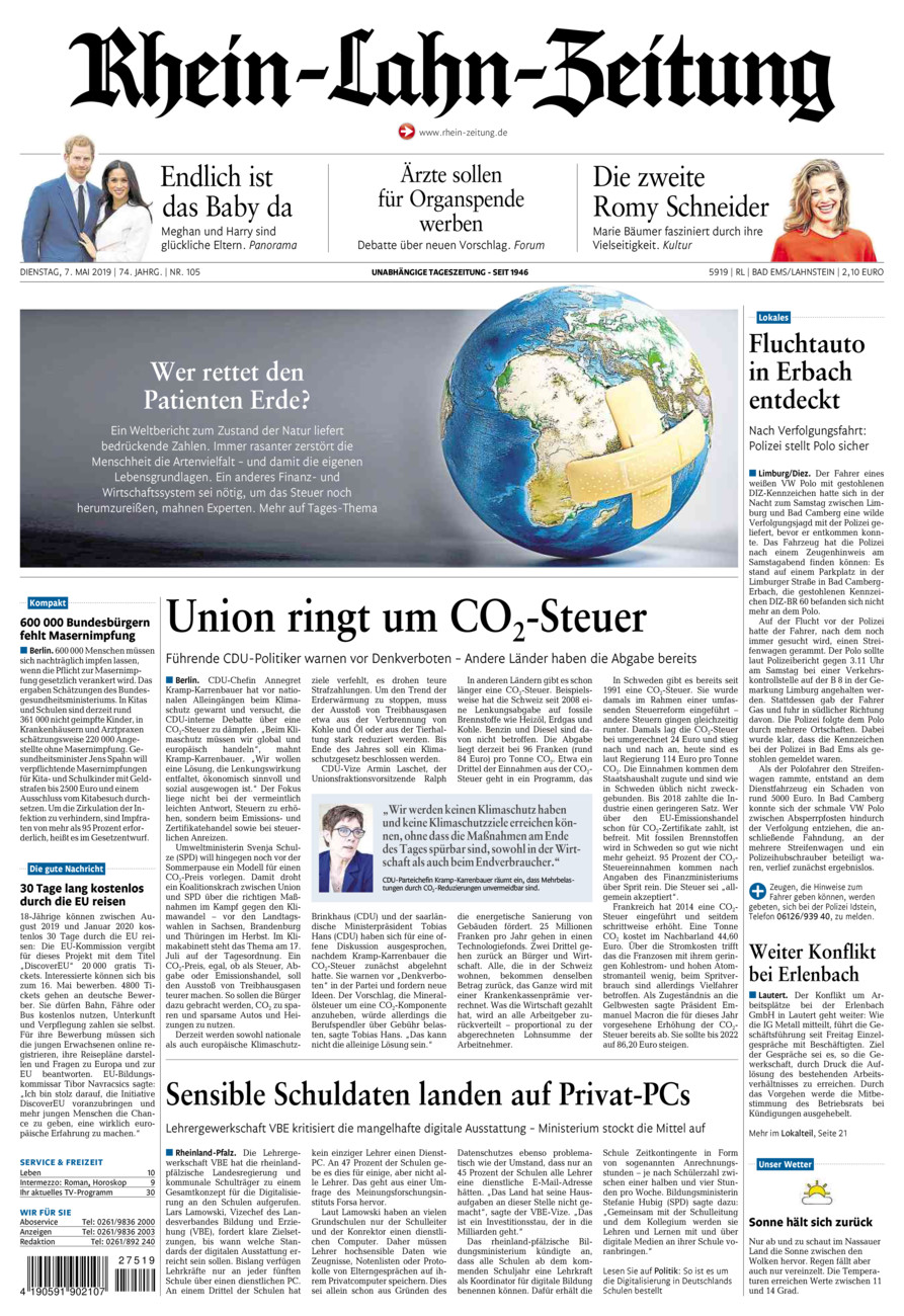 Rhein-Lahn-Zeitung vom Dienstag, 07.05.2019