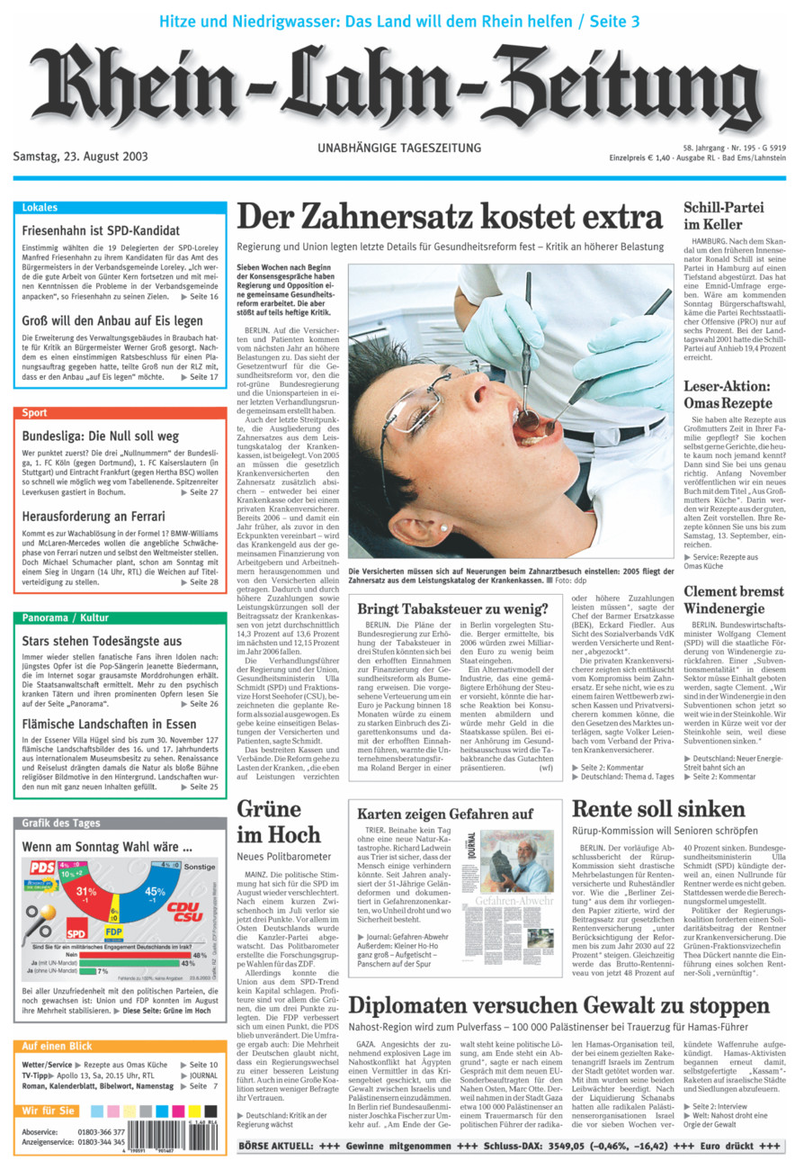 Rhein-Lahn-Zeitung vom Samstag, 23.08.2003