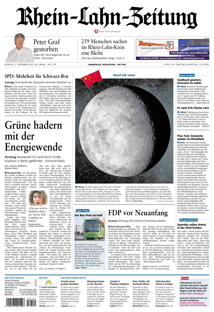 Rhein-Lahn-Zeitung vom Montag, 02.12.2013