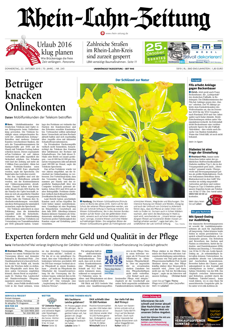 Rhein-Lahn-Zeitung vom Donnerstag, 22.10.2015