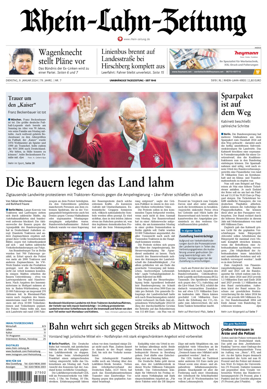 Rhein-Lahn-Zeitung vom Dienstag, 09.01.2024