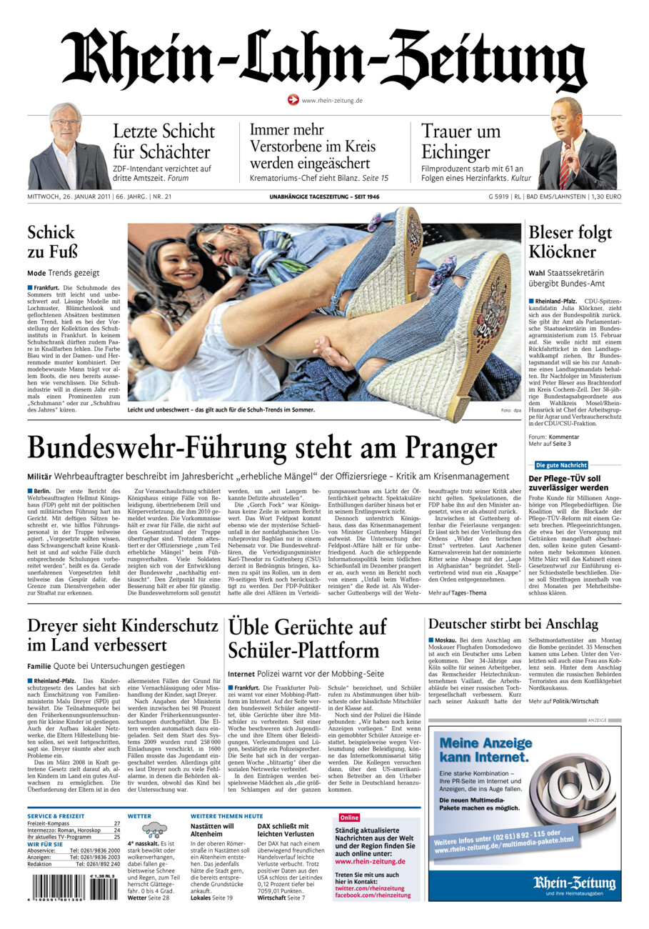 Rhein-Lahn-Zeitung vom Mittwoch, 26.01.2011