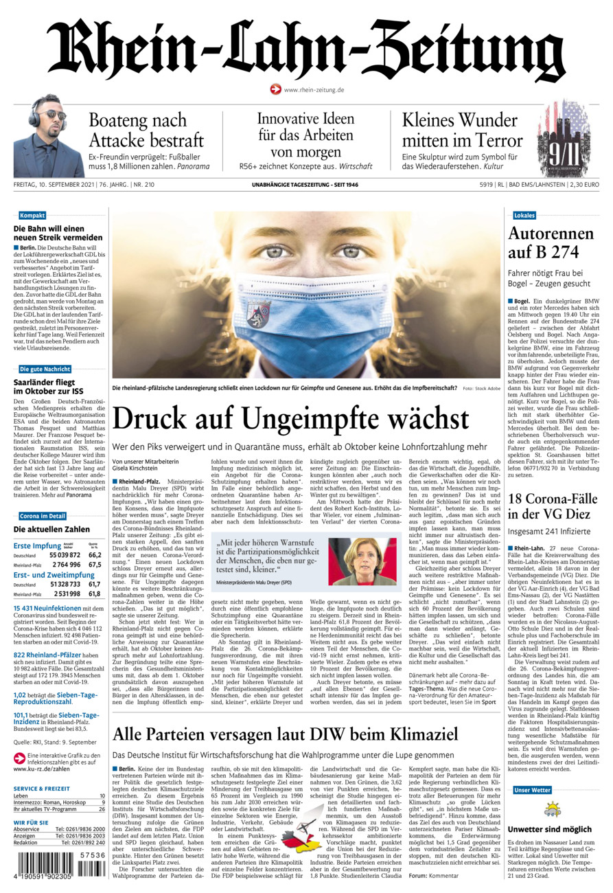 Rhein-Lahn-Zeitung vom Freitag, 10.09.2021