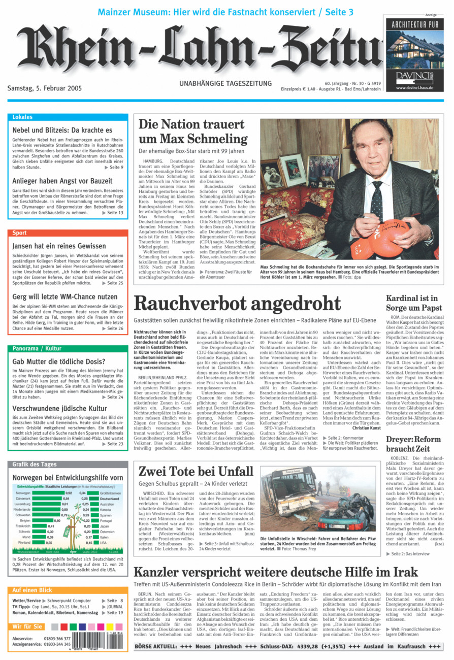 Rhein-Lahn-Zeitung vom Samstag, 05.02.2005