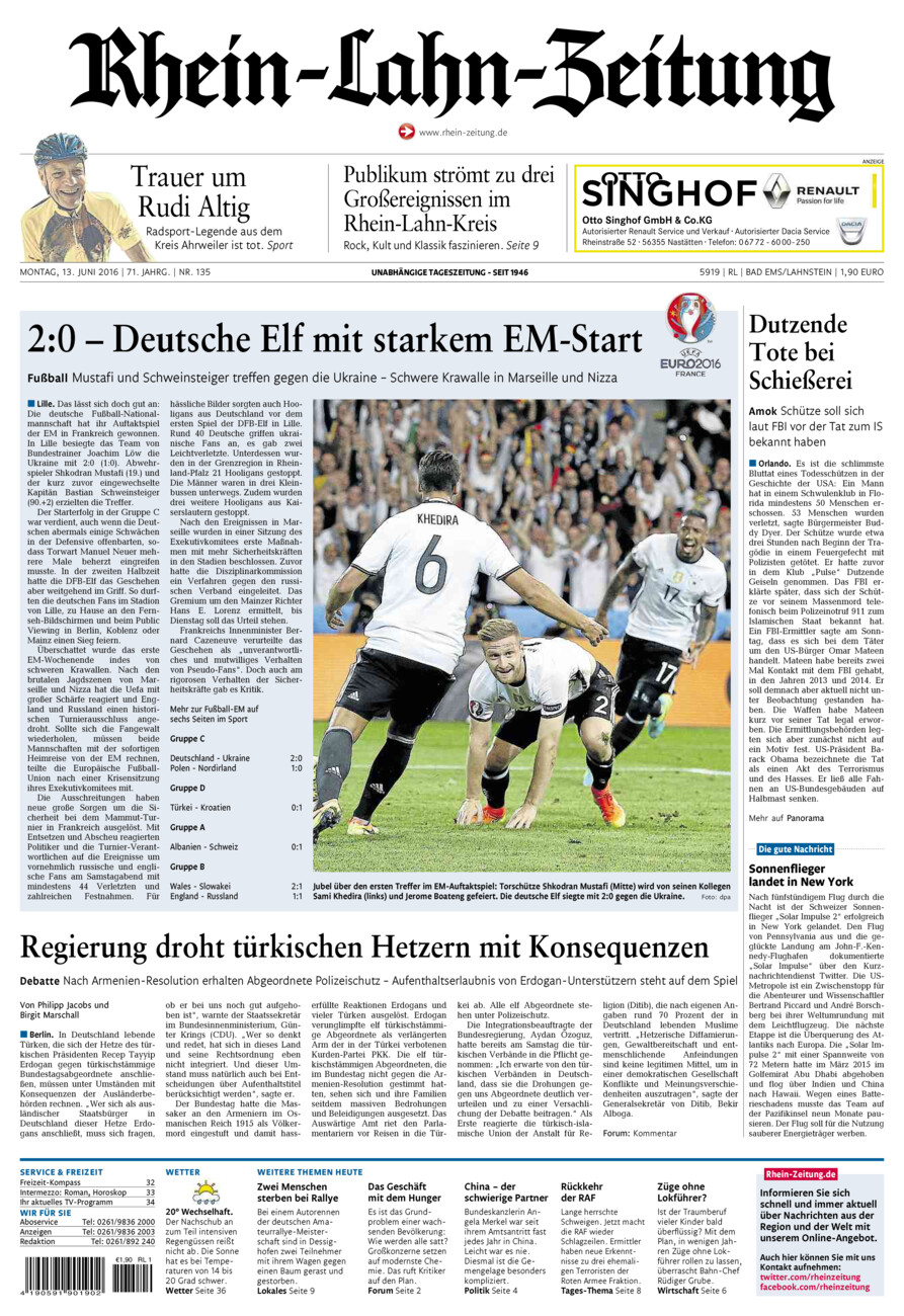 Rhein-Lahn-Zeitung vom Montag, 13.06.2016