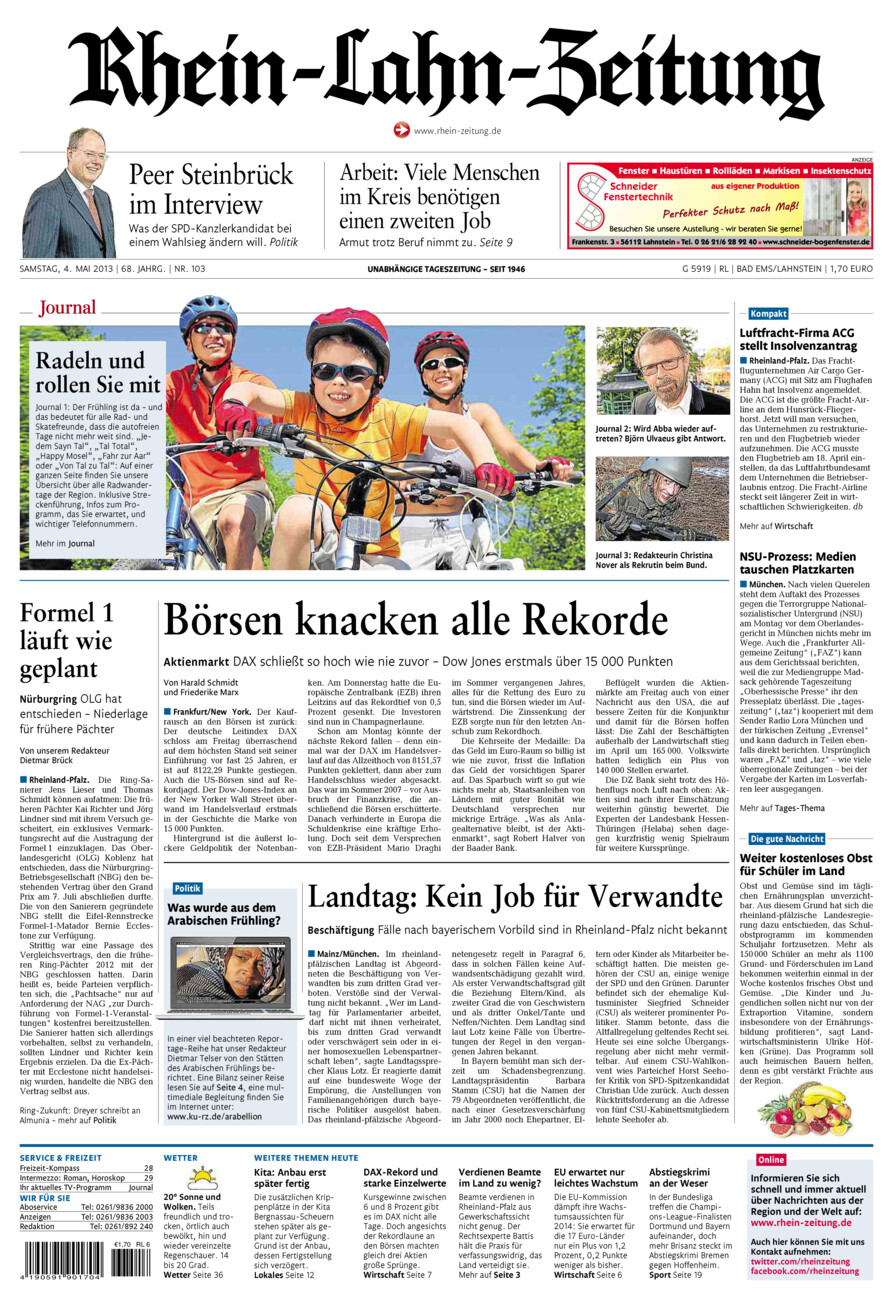 Rhein-Lahn-Zeitung vom Samstag, 04.05.2013