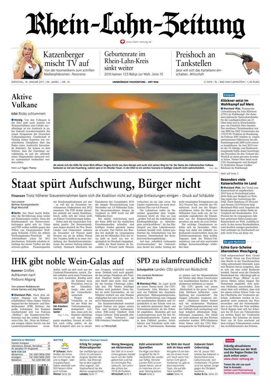 Rhein-Lahn-Zeitung vom Dienstag, 18.01.2011