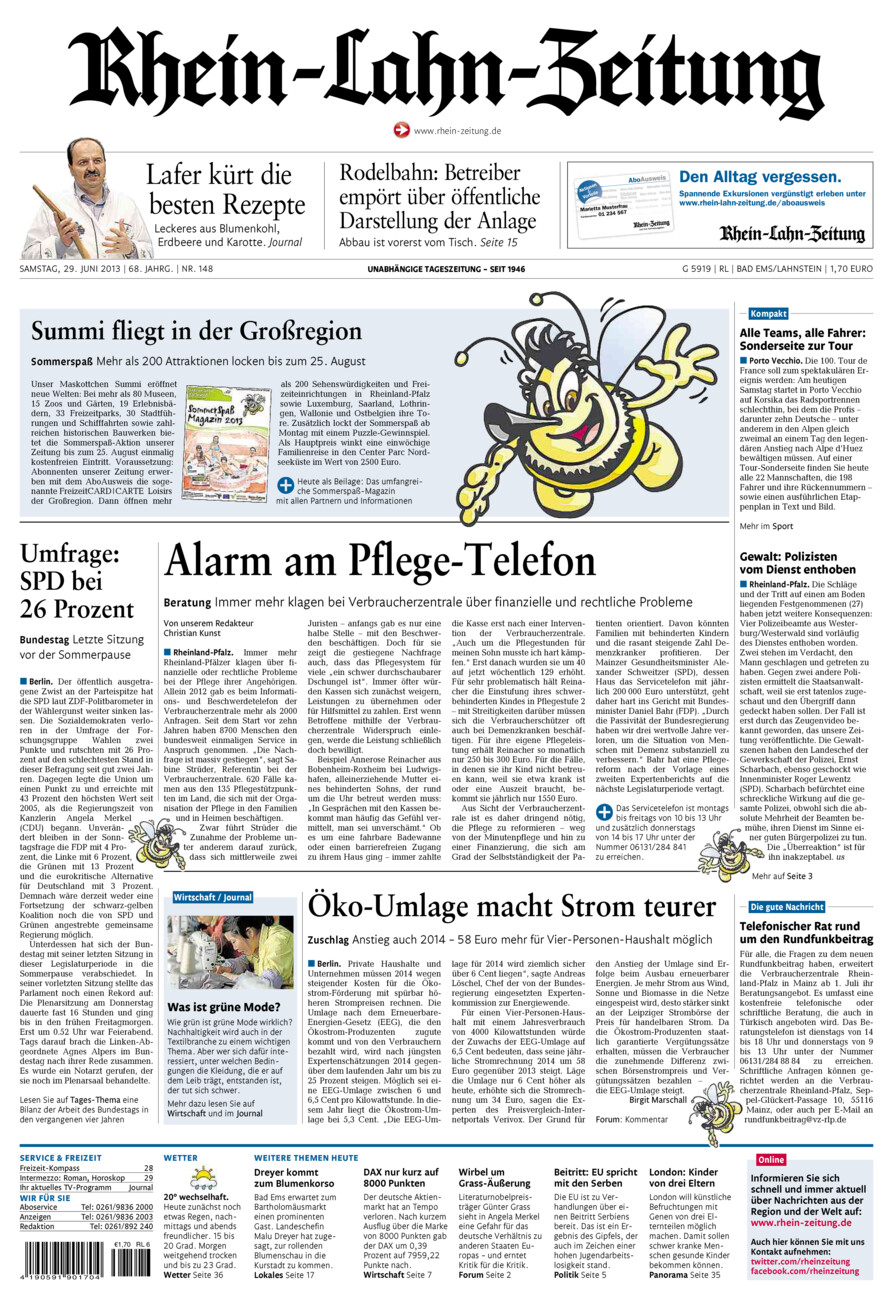 Rhein-Lahn-Zeitung vom Samstag, 29.06.2013
