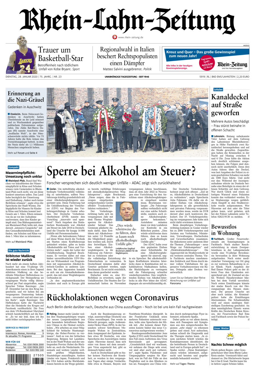 Rhein-Lahn-Zeitung vom Dienstag, 28.01.2020