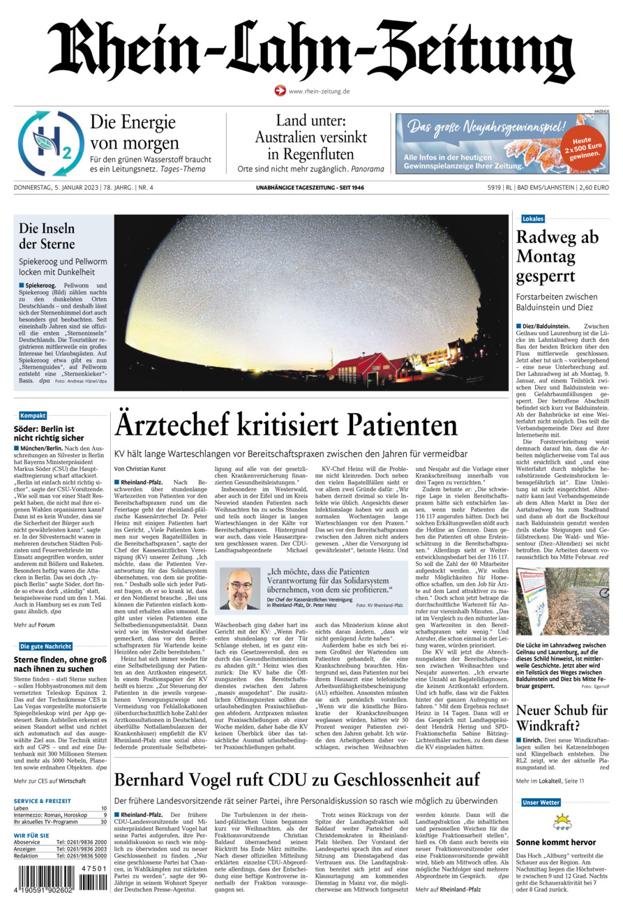 Rhein-Lahn-Zeitung vom Donnerstag, 05.01.2023