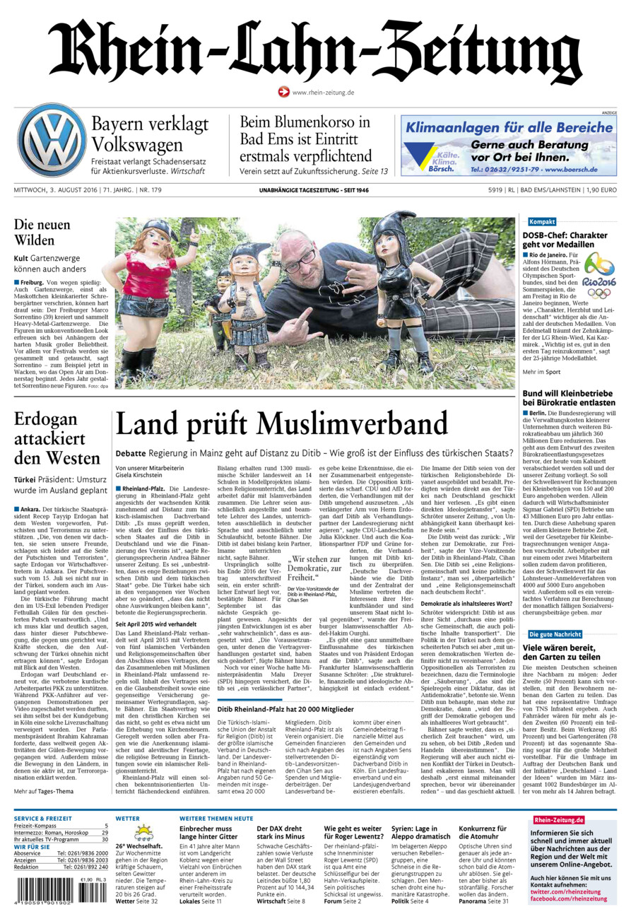 Rhein-Lahn-Zeitung vom Mittwoch, 03.08.2016