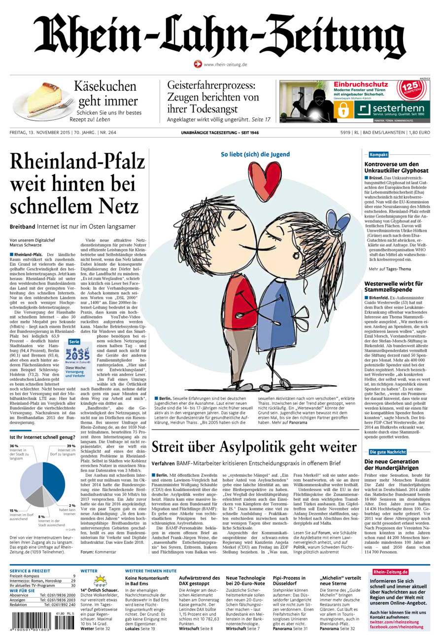 Rhein-Lahn-Zeitung vom Freitag, 13.11.2015